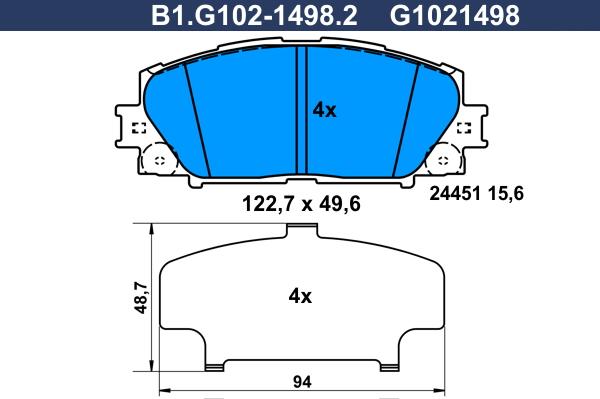 Galfer B1.G102-1498.2 - Гальмівні колодки, дискові гальма avtolavka.club