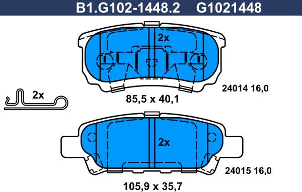 Galfer B1.G102-1448.2 - Гальмівні колодки, дискові гальма avtolavka.club