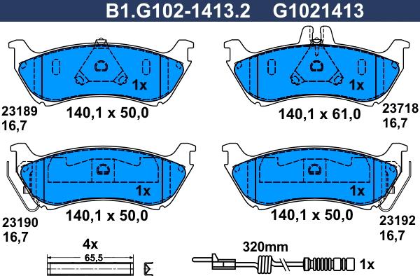 Galfer B1.G102-1413.2 - Гальмівні колодки, дискові гальма avtolavka.club