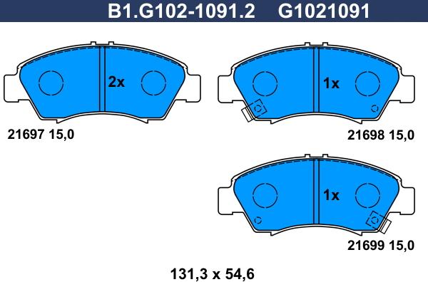 Galfer B1.G102-1091.2 - Гальмівні колодки, дискові гальма avtolavka.club