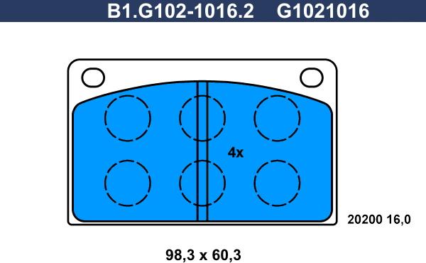Galfer B1.G102-1016.2 - Гальмівні колодки, дискові гальма avtolavka.club