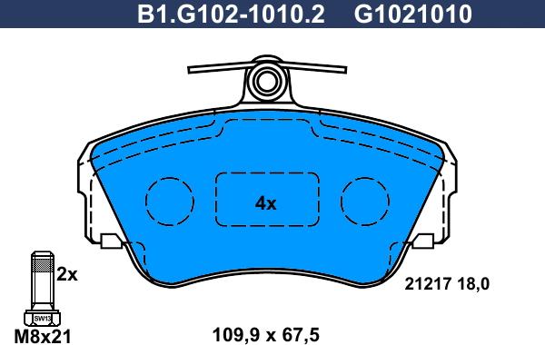 Galfer B1.G102-1010.2 - Гальмівні колодки, дискові гальма avtolavka.club