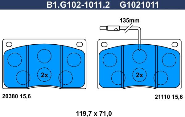 Galfer B1.G102-1011.2 - Гальмівні колодки, дискові гальма avtolavka.club