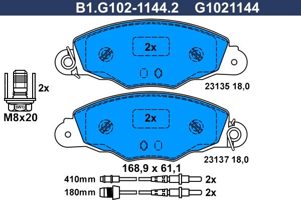 Galfer B1.G102-1144.2 - Гальмівні колодки, дискові гальма avtolavka.club