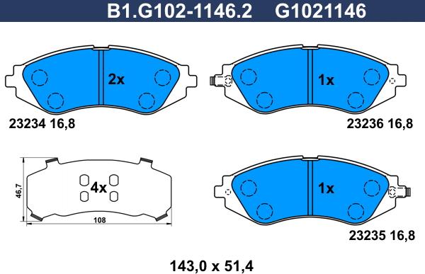 Galfer B1.G102-1146.2 - Гальмівні колодки, дискові гальма avtolavka.club