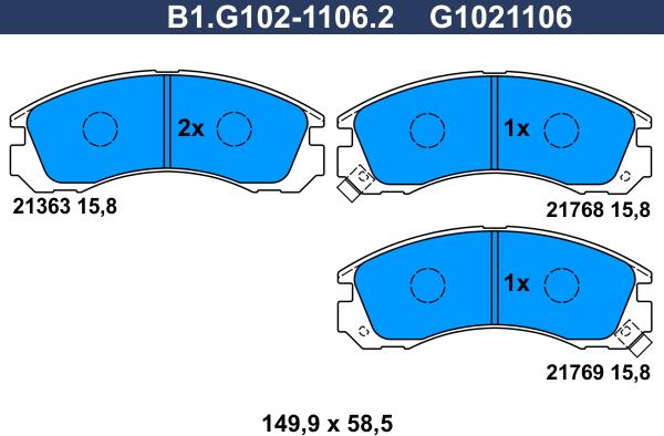 Galfer B1.G102-1106.2 - Гальмівні колодки, дискові гальма avtolavka.club