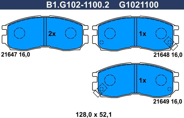 Galfer B1.G102-1100.2 - Гальмівні колодки, дискові гальма avtolavka.club
