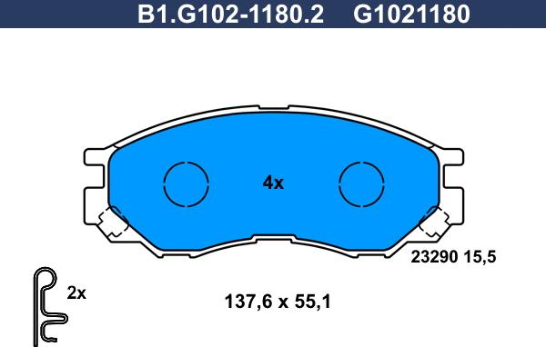 Galfer B1.G102-1180.2 - Гальмівні колодки, дискові гальма avtolavka.club