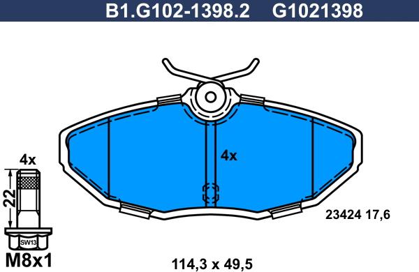 Galfer B1.G102-1398.2 - Гальмівні колодки, дискові гальма avtolavka.club