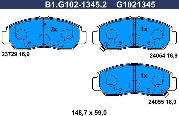 Galfer B1.G102-1345.2 - Гальмівні колодки, дискові гальма avtolavka.club