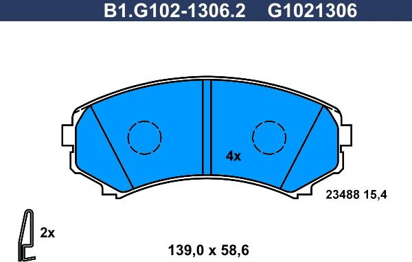 Galfer B1.G102-1306.2 - Гальмівні колодки, дискові гальма avtolavka.club