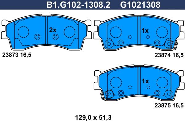 Galfer B1.G102-1308.2 - Гальмівні колодки, дискові гальма avtolavka.club