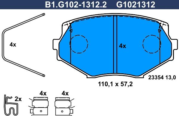 Galfer B1.G102-1312.2 - Гальмівні колодки, дискові гальма avtolavka.club