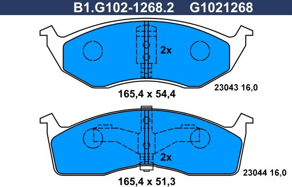 Galfer B1.G102-1268.2 - Гальмівні колодки, дискові гальма avtolavka.club