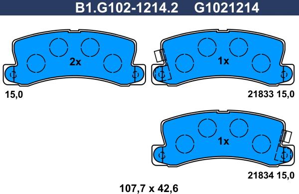 Galfer B1.G102-1214.2 - Гальмівні колодки, дискові гальма avtolavka.club