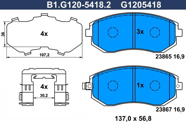 Galfer B1.G120-5418.2 - Гальмівні колодки, дискові гальма avtolavka.club