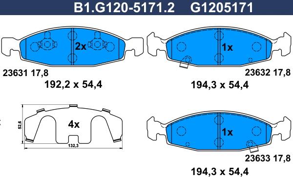 Galfer B1.G120-5171.2 - Гальмівні колодки, дискові гальма avtolavka.club