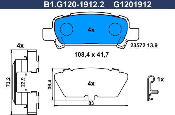 Galfer B1.G120-1912.2 - Гальмівні колодки, дискові гальма avtolavka.club