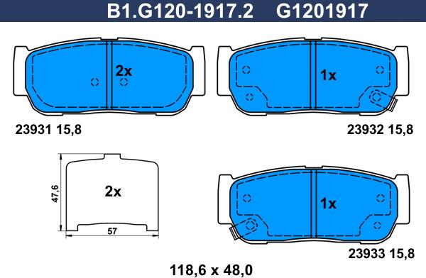 Galfer B1.G120-1917.2 - Гальмівні колодки, дискові гальма avtolavka.club