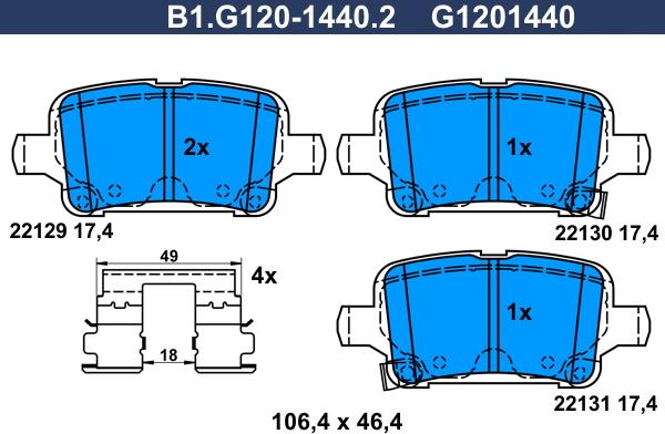 Galfer B1.G120-1440.2 - Гальмівні колодки, дискові гальма avtolavka.club