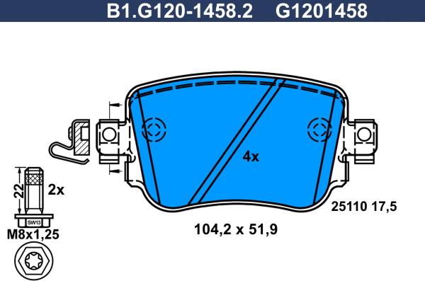 Galfer B1.G120-1458.2 - Гальмівні колодки, дискові гальма avtolavka.club