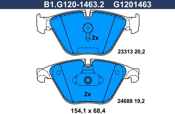 Galfer B1.G120-1463.2 - Гальмівні колодки, дискові гальма avtolavka.club