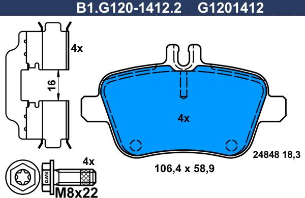 Galfer B1.G120-1412.2 - Гальмівні колодки, дискові гальма avtolavka.club