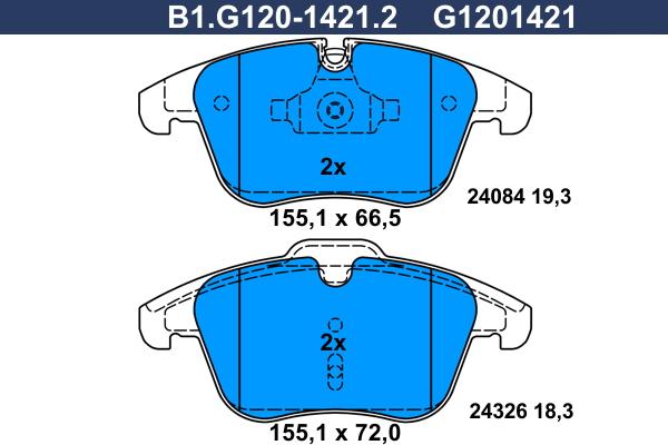 Galfer B1.G120-1421.2 - Гальмівні колодки, дискові гальма avtolavka.club