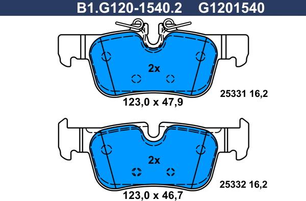 Galfer B1.G120-1540.2 - Гальмівні колодки, дискові гальма avtolavka.club