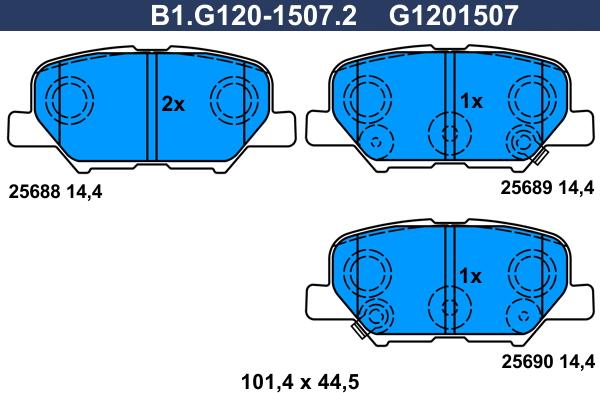 Galfer B1.G120-1507.2 - Гальмівні колодки, дискові гальма avtolavka.club