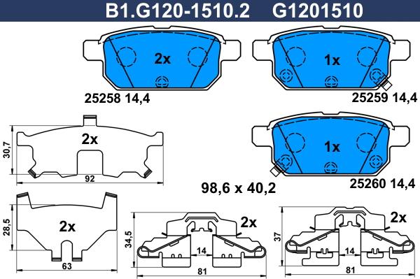 Galfer B1.G120-1510.2 - Гальмівні колодки, дискові гальма avtolavka.club