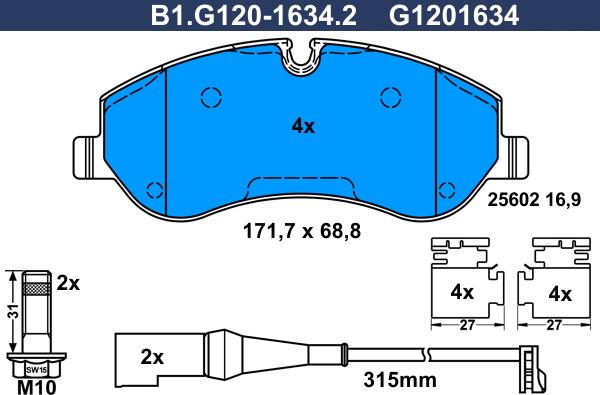 Galfer B1.G120-1634.2 - Гальмівні колодки, дискові гальма avtolavka.club