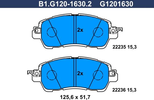 Galfer B1.G120-1630.2 - Гальмівні колодки, дискові гальма avtolavka.club