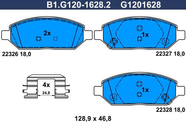 Galfer B1.G120-1628.2 - Гальмівні колодки, дискові гальма avtolavka.club