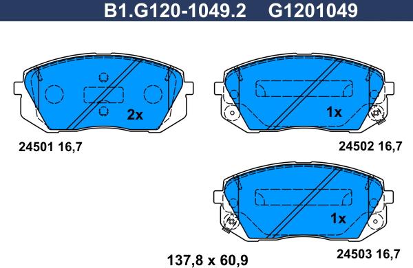 Galfer B1.G120-1049.2 - Гальмівні колодки, дискові гальма avtolavka.club