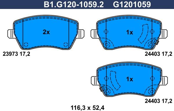 Galfer B1.G120-1059.2 - Гальмівні колодки, дискові гальма avtolavka.club