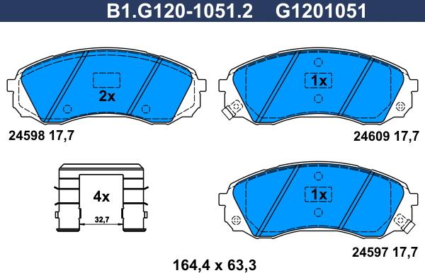 Galfer B1.G120-1051.2 - Гальмівні колодки, дискові гальма avtolavka.club