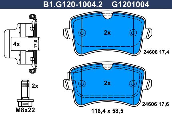 Galfer B1.G120-1004.2 - Гальмівні колодки, дискові гальма avtolavka.club