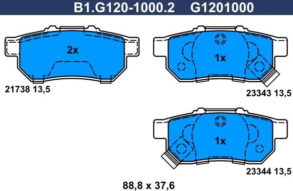 Galfer B1.G120-1000.2 - Гальмівні колодки, дискові гальма avtolavka.club