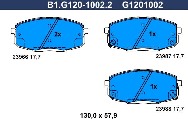 Galfer B1.G120-1002.2 - Гальмівні колодки, дискові гальма avtolavka.club