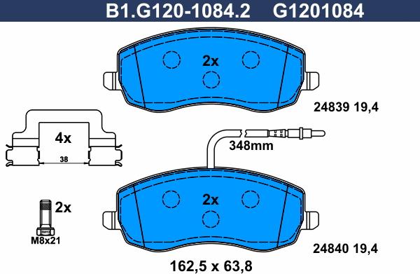 Galfer B1.G120-1084.2 - Гальмівні колодки, дискові гальма avtolavka.club