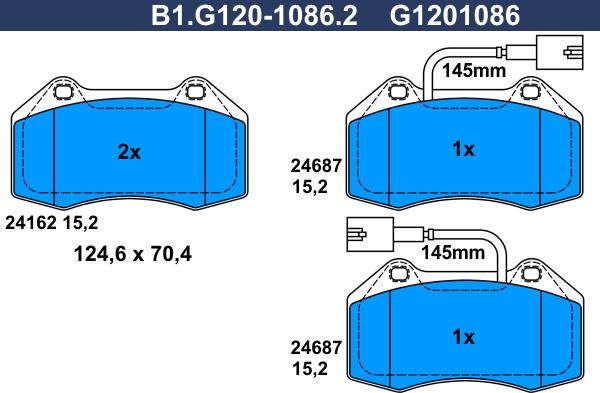 Galfer B1.G120-1086.2 - Гальмівні колодки, дискові гальма avtolavka.club