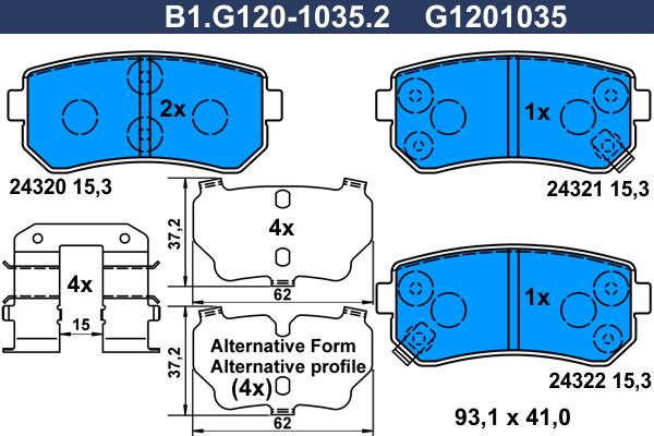 Galfer B1.G120-1035.2 - Гальмівні колодки, дискові гальма avtolavka.club