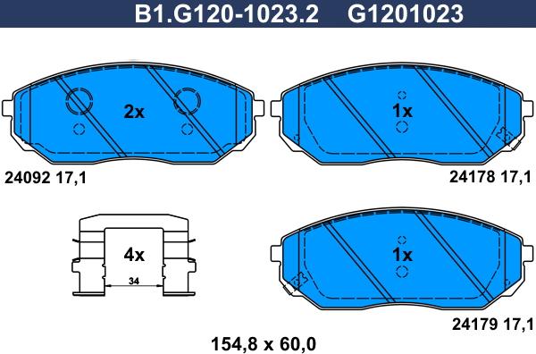 Galfer B1.G120-1023.2 - Гальмівні колодки, дискові гальма avtolavka.club