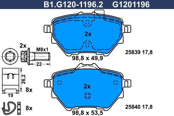 Galfer B1.G120-1196.2 - Гальмівні колодки, дискові гальма avtolavka.club