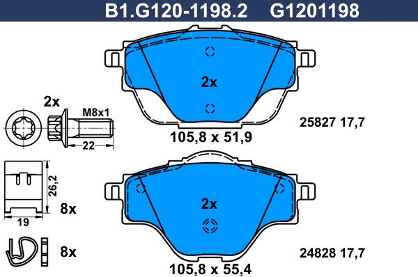 Galfer B1.G120-1198.2 - Гальмівні колодки, дискові гальма avtolavka.club