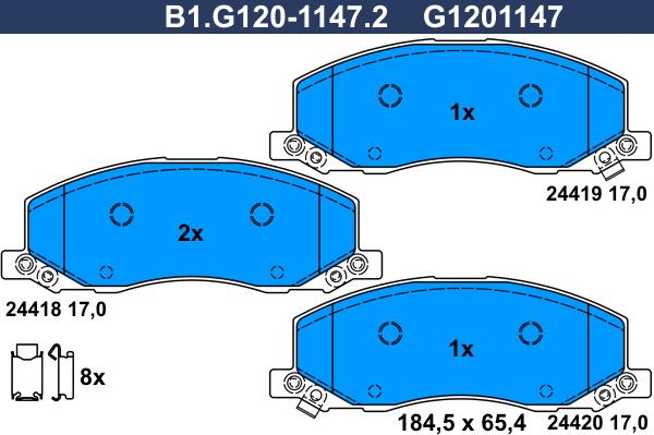 Galfer B1.G120-1147.2 - Гальмівні колодки, дискові гальма avtolavka.club