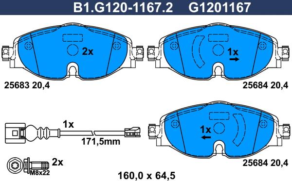 Galfer B1.G120-1167.2 - Гальмівні колодки, дискові гальма avtolavka.club