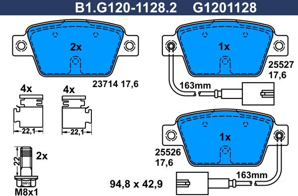 Galfer B1.G120-1128.2 - Гальмівні колодки, дискові гальма avtolavka.club