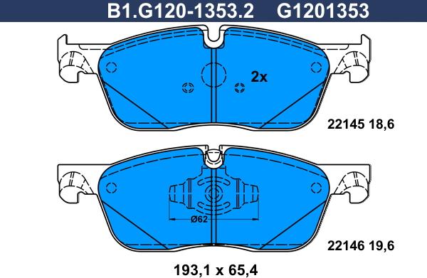 Galfer B1.G120-1353.2 - Гальмівні колодки, дискові гальма avtolavka.club